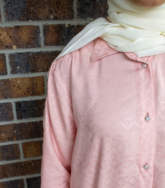 Pink Coord Set With Embellished Buttons