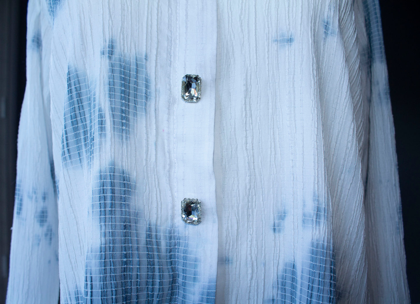 Blue Tie and Dye Shirt with Diamante Buttons